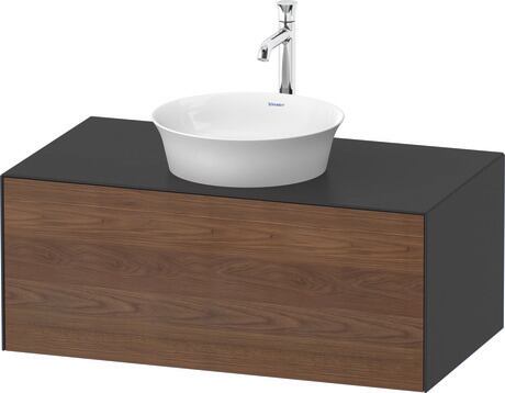 Console vanity unit wall-mounted, WT497607758 Front: American walnut Matt, Solid wood, Corpus: Graphite Satin Matt, Lacquer, Console: Graphite Satin Matt, Lacquer