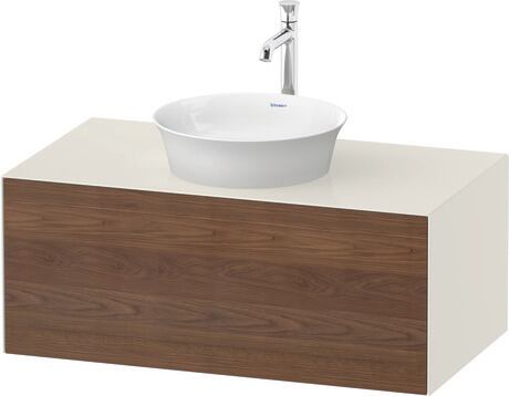 Console vanity unit wall-mounted, WT4976077H4 Front: American walnut Matt, Solid wood, Corpus: Nordic white High Gloss, Lacquer, Console: Nordic white High Gloss, Lacquer