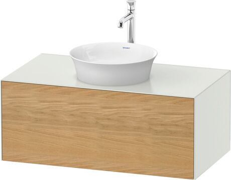 Console vanity unit wall-mounted, WT49760H536 Front: Natural oak Matt, Solid wood, Corpus: White Satin Matt, Lacquer, Console: White Satin Matt, Lacquer