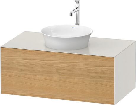 Console vanity unit wall-mounted, WT49760H539 Front: Natural oak Matt, Solid wood, Corpus: Nordic white Satin Matt, Lacquer, Console: Nordic white Satin Matt, Lacquer