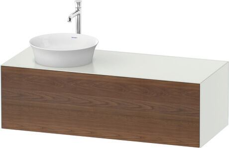 Console vanity unit wall-mounted, WT4977L7736 Front: American walnut Matt, Solid wood, Corpus: White Satin Matt, Lacquer, Console: White Satin Matt, Lacquer