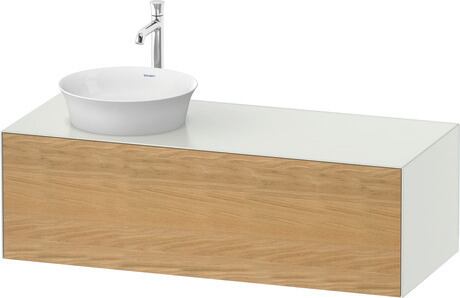 Console vanity unit wall-mounted, WT4977LH536 Front: Natural Oak solid Matt, Solid wood, Corpus: White Satin Matt, Lacquer, Console: White Satin Matt, Lacquer