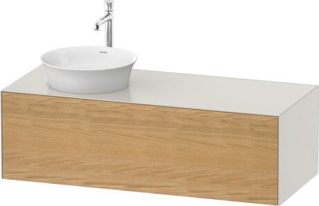 Console vanity unit wall-mounted, WT4977LH539 Front: Natural Oak solid Matt, Solid wood, Corpus: Nordic white Satin Matt, Lacquer, Console: Nordic white Satin Matt, Lacquer