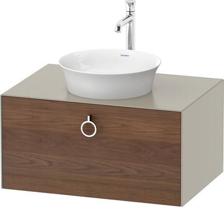 Console vanity unit wall-mounted, WT498007760 Front: American walnut Matt, Solid wood, Corpus: taupe Satin Matt, Lacquer, Console: taupe Satin Matt, Lacquer