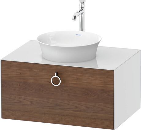 Console vanity unit wall-mounted, WT498007785 Front: American walnut Matt, Solid wood, Corpus: White High Gloss, Lacquer, Console: White High Gloss, Lacquer