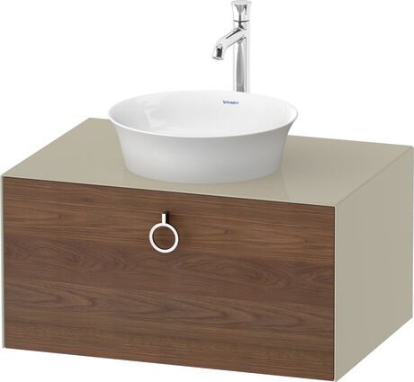 Console vanity unit wall-mounted, WT4980077H3 Front: American walnut Matt, Solid wood, Corpus: taupe High Gloss, Lacquer, Console: taupe High Gloss, Lacquer