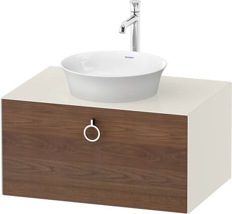 Console vanity unit wall-mounted, WT4980077H4 Front: American walnut Matt, Solid wood, Corpus: Nordic white High Gloss, Lacquer, Console: Nordic white High Gloss, Lacquer