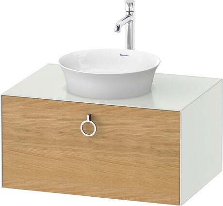 Console vanity unit wall-mounted, WT49800H536 Front: Natural Oak solid Matt, Solid wood, Corpus: White Satin Matt, Lacquer, Console: White Satin Matt, Lacquer