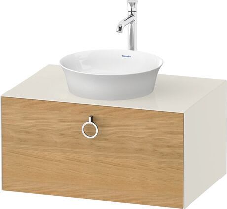 Console vanity unit wall-mounted, WT49800H5H4 Front: Natural Oak solid Matt, Solid wood, Corpus: Nordic white High Gloss, Lacquer, Console: Nordic white High Gloss, Lacquer