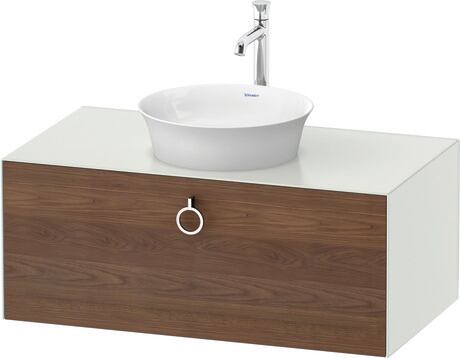 Console vanity unit wall-mounted, WT498107736 Front: American walnut Matt, Solid wood, Corpus: White Satin Matt, Lacquer, Console: White Satin Matt, Lacquer