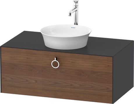 Console vanity unit wall-mounted, WT498107758 Front: American walnut Matt, Solid wood, Corpus: Graphite Satin Matt, Lacquer, Console: Graphite Satin Matt, Lacquer