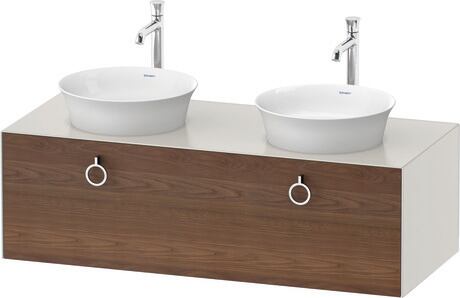 Console vanity unit wall-mounted, WT4983B7739 Front: American walnut Matt, Solid wood, Corpus: Nordic white Satin Matt, Lacquer, Console: Nordic white Satin Matt, Lacquer