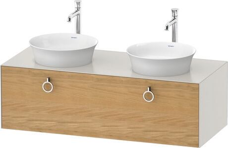 Console vanity unit wall-mounted, WT4983BH539 Front: Natural Oak solid Matt, Solid wood, Corpus: Nordic white Satin Matt, Lacquer, Console: Nordic white Satin Matt, Lacquer