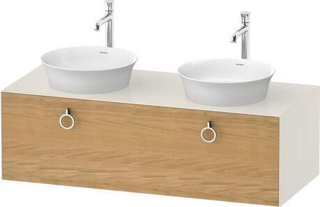 Console vanity unit wall-mounted, WT4983BH5H4 Front: Natural Oak solid Matt, Solid wood, Corpus: Nordic white High Gloss, Lacquer, Console: Nordic white High Gloss, Lacquer