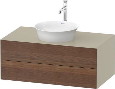 Console vanity unit wall-mounted, WT4986077H3 Front: American walnut Matt, Solid wood, Corpus: taupe High Gloss, Lacquer, Console: taupe High Gloss, Lacquer