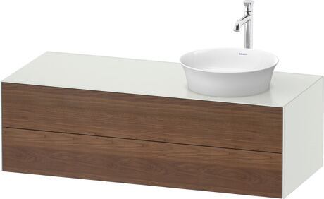 Console vanity unit wall-mounted, WT4987R7736 Front: American walnut Matt, Solid wood, Corpus: White Satin Matt, Lacquer, Console: White Satin Matt, Lacquer