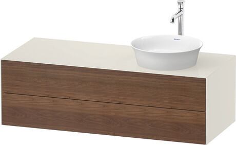 Console vanity unit wall-mounted, WT4987R77H4 Front: American walnut Matt, Solid wood, Corpus: Nordic white High Gloss, Lacquer, Console: Nordic white High Gloss, Lacquer