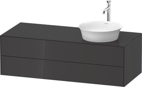 Console vanity unit wall-mounted, WT4987RH1H1 Graphite High Gloss, Lacquer