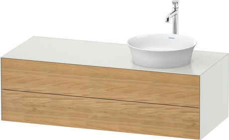 Console vanity unit wall-mounted, WT4987RH536 Front: Natural Oak solid Matt, Solid wood, Corpus: White Satin Matt, Lacquer, Console: White Satin Matt, Lacquer