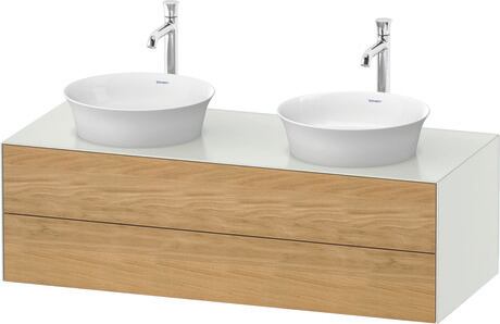 Console vanity unit wall-mounted, WT4988BH536 Front: Natural Oak solid Matt, Solid wood, Corpus: White Satin Matt, Lacquer, Console: White Satin Matt, Lacquer