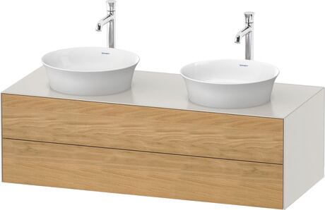 Console vanity unit wall-mounted, WT4988BH539 Front: Natural Oak solid Matt, Solid wood, Corpus: Nordic white Satin Matt, Lacquer, Console: Nordic white Satin Matt, Lacquer