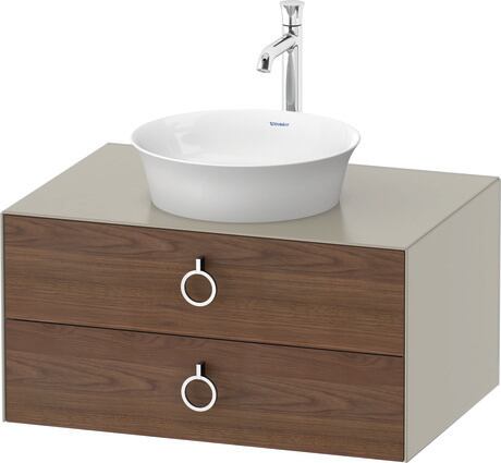 Console vanity unit wall-mounted, WT499007760 Front: American walnut Matt, Solid wood, Corpus: taupe Satin Matt, Lacquer, Console: taupe Satin Matt, Lacquer