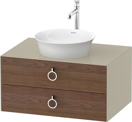 Console vanity unit wall-mounted, WT4990077H3 Front: American walnut Matt, Solid wood, Corpus: taupe High Gloss, Lacquer, Console: taupe High Gloss, Lacquer