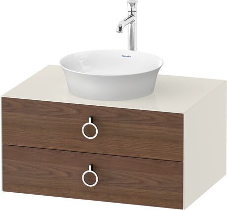 Console vanity unit wall-mounted, WT4990077H4 Front: American walnut Matt, Solid wood, Corpus: Nordic white High Gloss, Lacquer, Console: Nordic white High Gloss, Lacquer