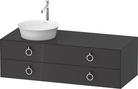 Console vanity unit wall-mounted, WT4992LH1H1 Graphite High Gloss, Lacquer