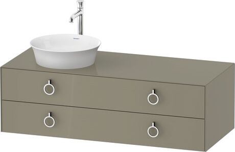 Console vanity unit wall-mounted, WT4992LH2H2 Stone grey High Gloss, Lacquer