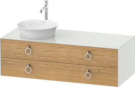 Console vanity unit wall-mounted, WT4992LH536 Front: Natural Oak solid Matt, Solid wood, Corpus: White Satin Matt, Lacquer, Console: White Satin Matt, Lacquer