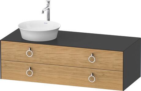 Console vanity unit wall-mounted, WT4992LH558 Front: Natural Oak solid Matt, Solid wood, Corpus: Graphite Satin Matt, Lacquer, Console: Graphite Satin Matt, Lacquer