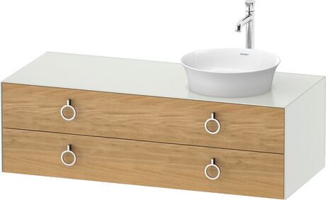 Console vanity unit wall-mounted, WT4992RH536 Front: Natural Oak solid Matt, Solid wood, Corpus: White Satin Matt, Lacquer, Console: White Satin Matt, Lacquer