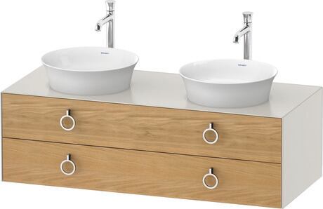 Console vanity unit wall-mounted, WT4993BH539 Front: Natural Oak solid Matt, Solid wood, Corpus: Nordic white Satin Matt, Lacquer, Console: Nordic white Satin Matt, Lacquer