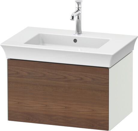 Vanity unit wall-mounted, WT424107736 Front: American walnut Matt, Solid wood, Corpus: White Satin Matt, Lacquer