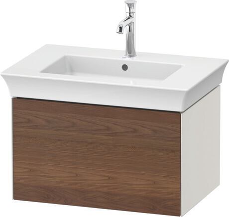 Vanity unit wall-mounted, WT424107739 Front: American walnut Matt, Solid wood, Corpus: Nordic white Satin Matt, Lacquer