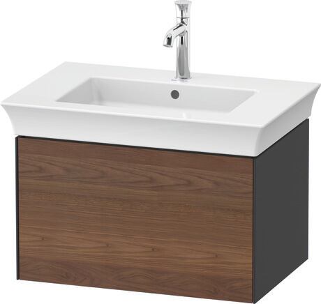 Vanity unit wall-mounted, WT424107758 Front: American walnut Matt, Solid wood, Corpus: Graphite Satin Matt, Lacquer