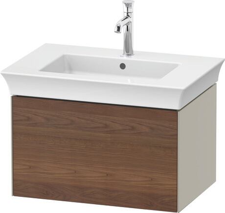 Vanity unit wall-mounted, WT424107760 Front: American walnut Matt, Solid wood, Corpus: taupe Satin Matt, Lacquer