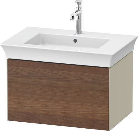 Vanity unit wall-mounted, WT4241077H3 Front: American walnut Matt, Solid wood, Corpus: taupe High Gloss, Lacquer