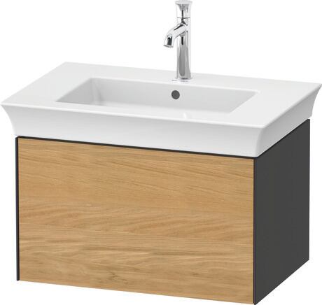 Vanity unit wall-mounted, WT42410H5H1 Front: Natural oak Matt, Solid wood, Corpus: Graphite High Gloss, Lacquer