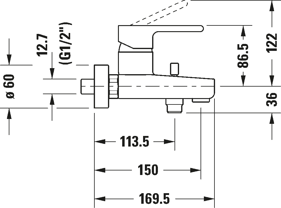 Single lever bathtub mixer for exposed installation, B25230000
