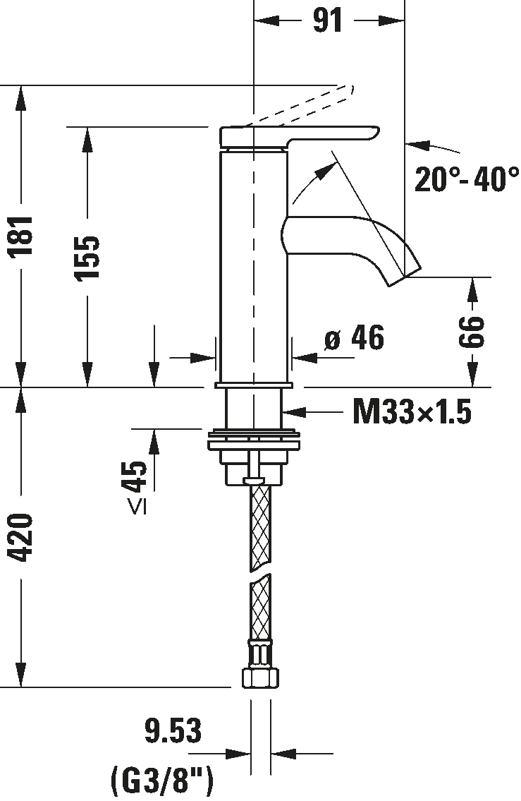 Single lever basin mixer S, C11010002