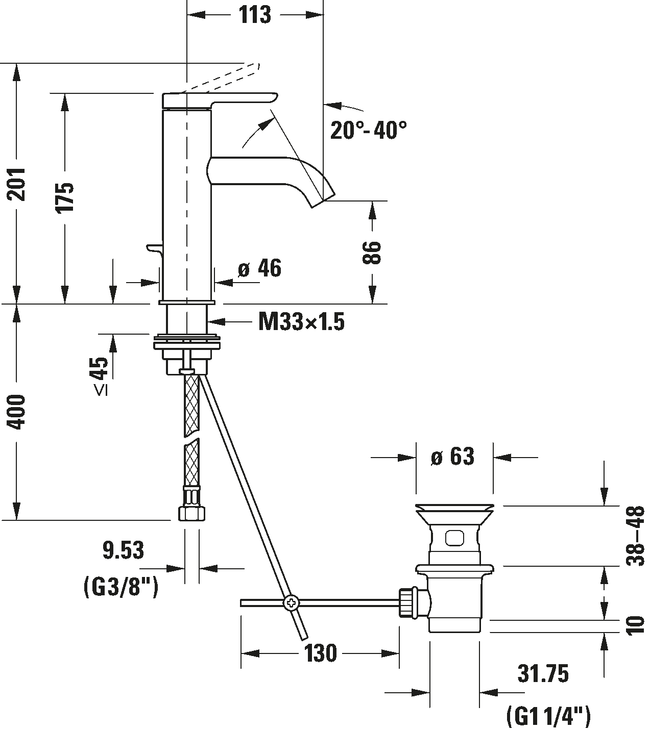 Single lever basin mixer M, C11020001