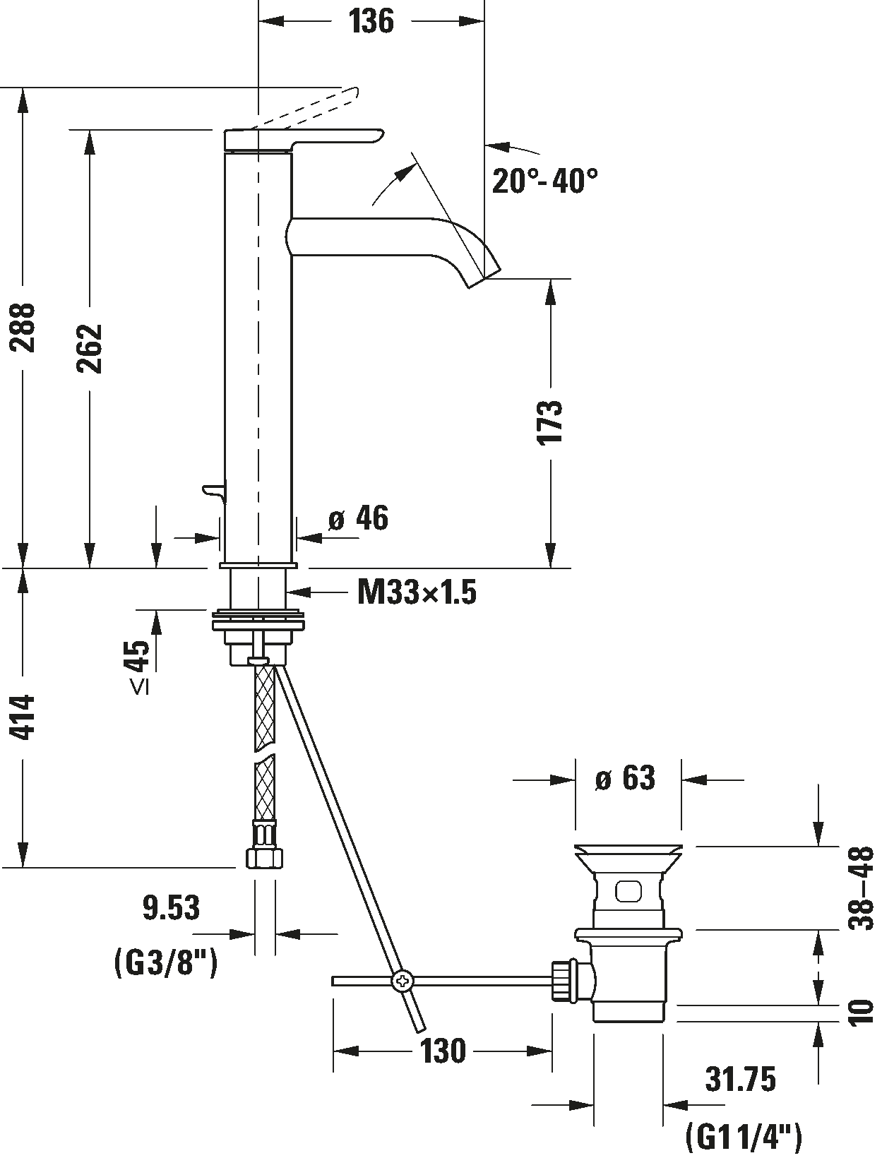 Single lever basin mixer L, C11030001