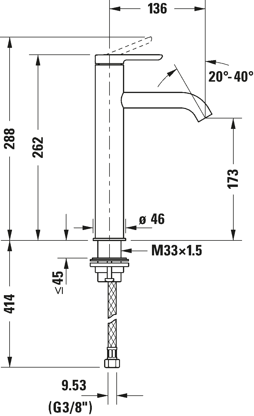 Single lever basin mixer L, C11030002