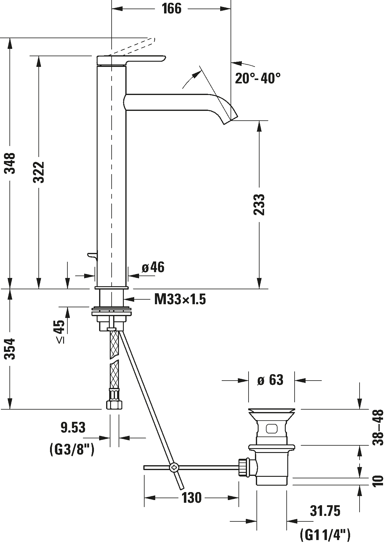 Single lever basin mixer XL, C11040001