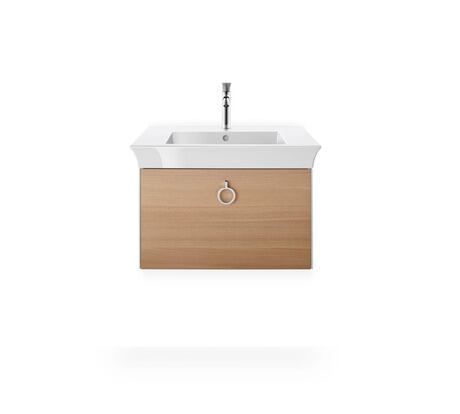 Vanity unit wall-mounted, WT42510H5H2 Front: Natural oak Matt, Solid wood, Corpus: Stone grey High Gloss, Lacquer