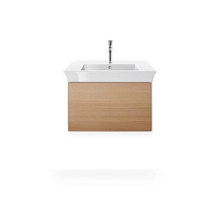 Vanity unit wall-mounted, WT42410H5H2 Front: Natural oak Matt, Solid wood, Corpus: Stone grey High Gloss, Lacquer