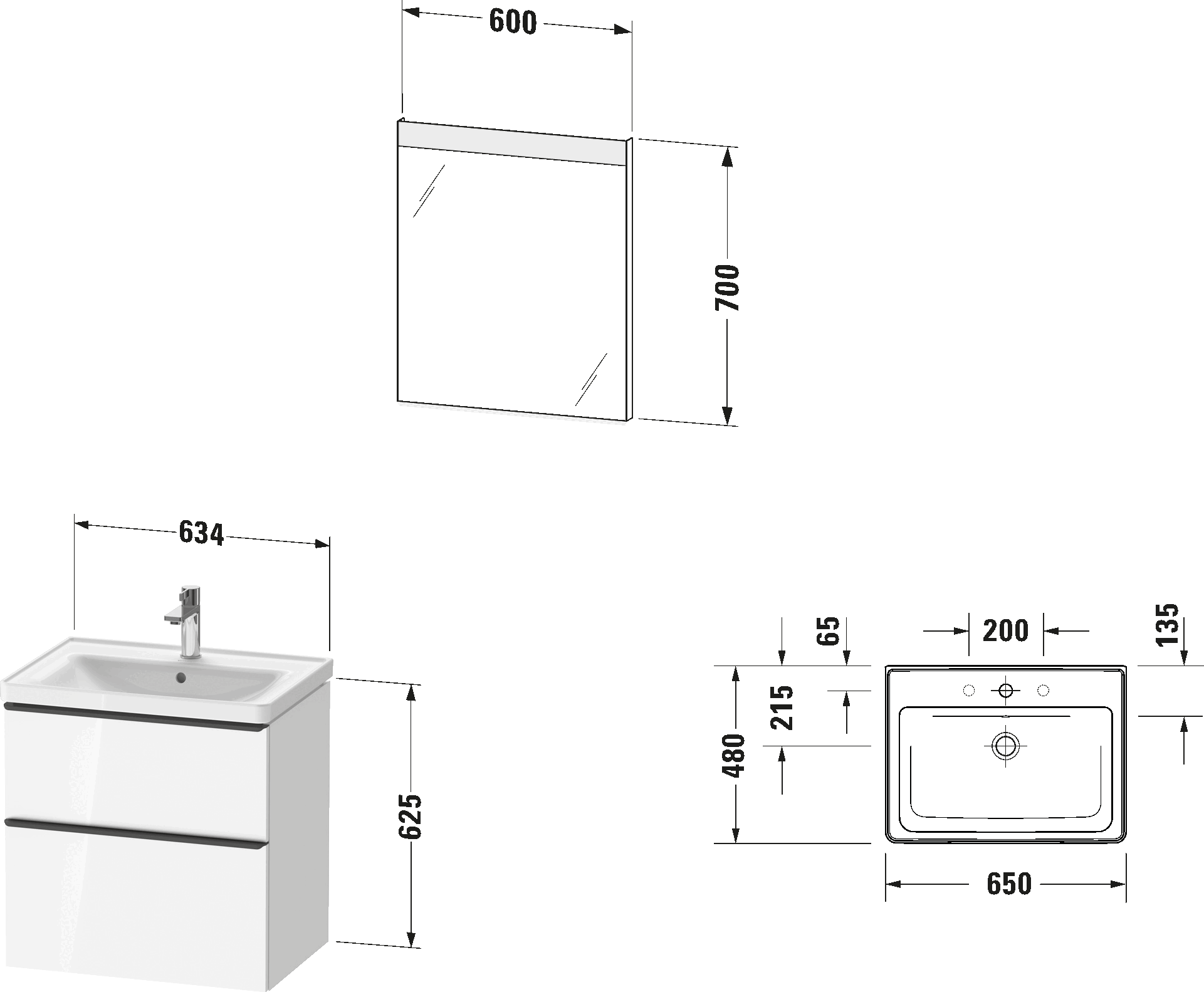 Furniture washbasin with vanity unit and mirror, DE0112