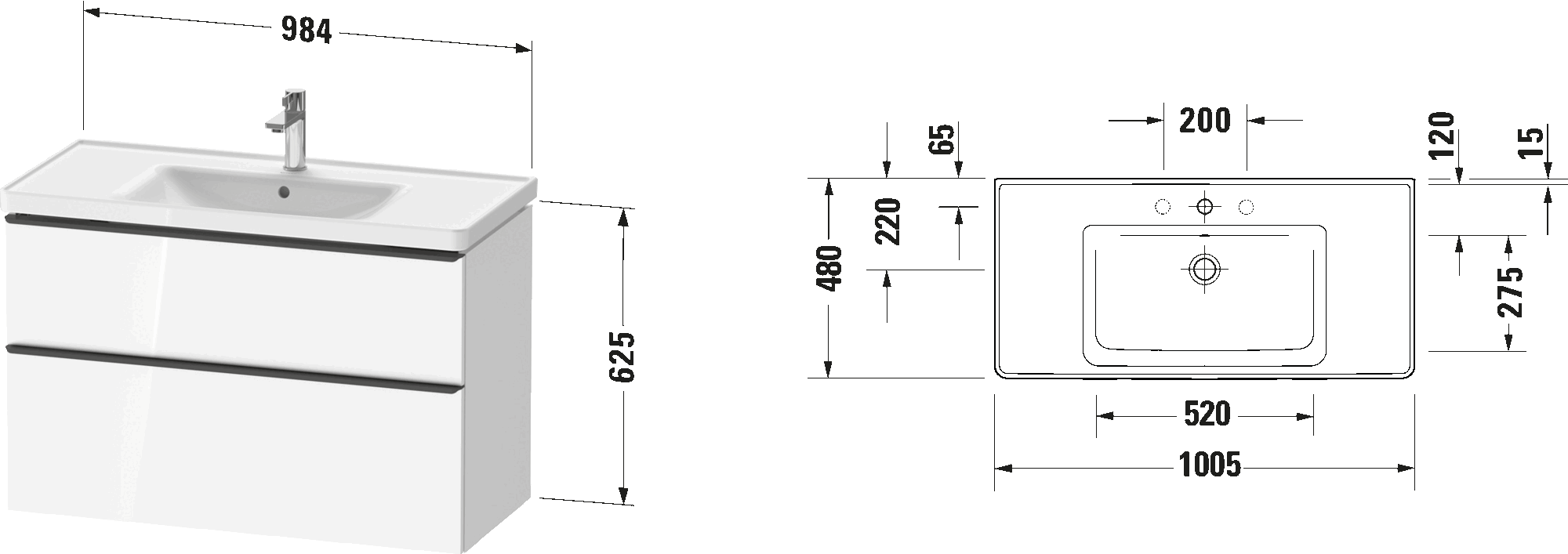 Furniture washbasin with vanity unit, DE0122